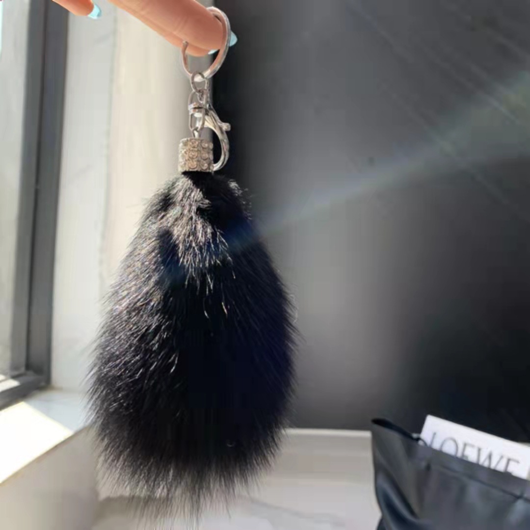 狐狸毛小尾巴汽车钥匙扣挂件个性简约可爱高档毛绒包包挂饰配饰