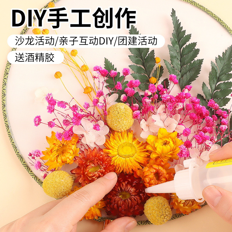 Women's Day Handmade Circular Fan Diy Material Package Dried Flower Eternal Flower Antique Blank Temple Fan Ancient Chinese Clothing Fan