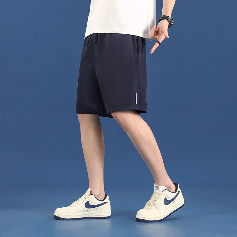Sports Summer Thin Shorts Men's Loose Casual Ice Silk Quick-Drying Fifth Pants Men's Straight Hong Kong Style Pants Men's Fashion