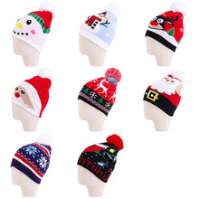 跨境冬款圣诞老人毛线帽 亲子圣诞针织帽 宝宝保暖帽子JDKM-01A