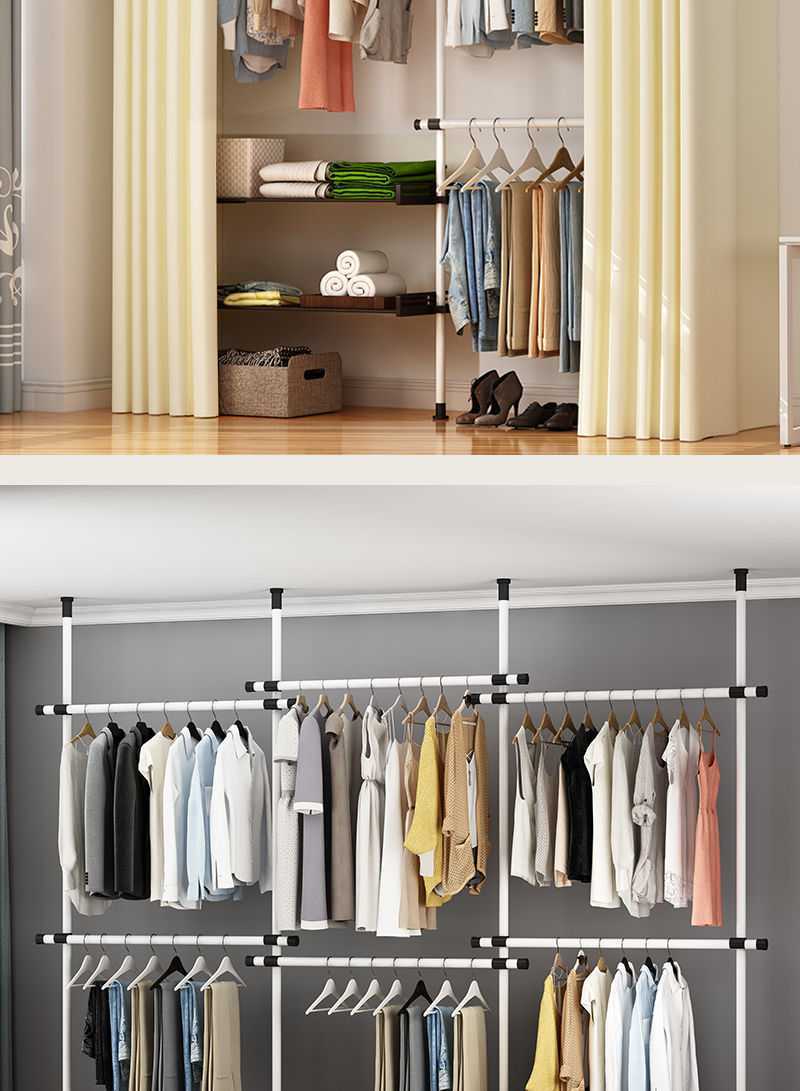 开放式衣柜晾衣架简易落地卧室组合置物组装开放挂衣帽架多功能批