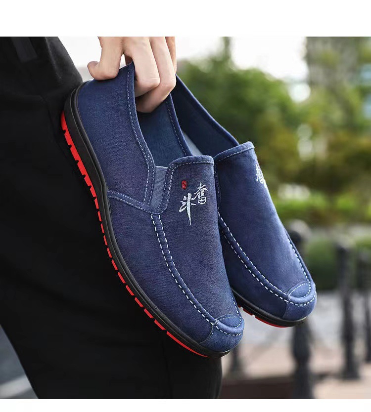 Fashionable All-Matching Old Beijing Cloth Shoes Men's Canvas Shoes Junior High School Students Slip-on Gommino Comfort and Casual Pumps