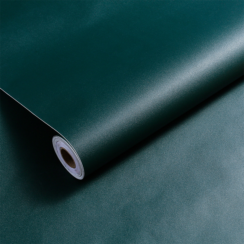 墨绿色墙纸自粘10米防水防潮深绿纯色卧室客厅背景墙翻新自贴壁纸