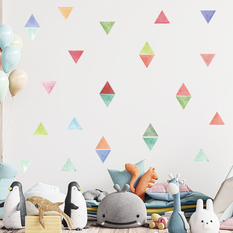 新fx-f289彩绘彩绿三角形卧室衣柜冰箱玄关diy家居墙面装饰墙贴纸