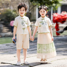 六一儿童汉服演出服装中国民族风小学生国学唐装甜美可爱一件代发