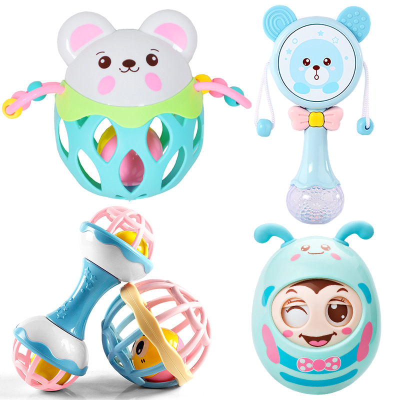 婴幼儿玩具牙胶摇铃手抓球不倒翁玩具宝宝玩具男孩女孩3-6月-1岁
