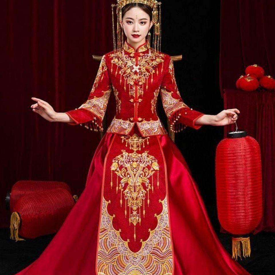 秀禾服新娘2020新款龙凤褂抖音同款网红中式婚纱古装嫁衣敬酒服
