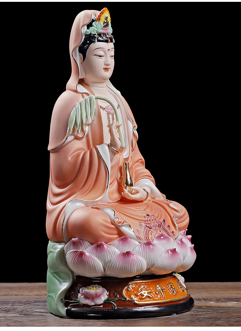 合家平安吉祥如意观音菩萨佛像摆件家居德化白瓷南海供奉工艺品