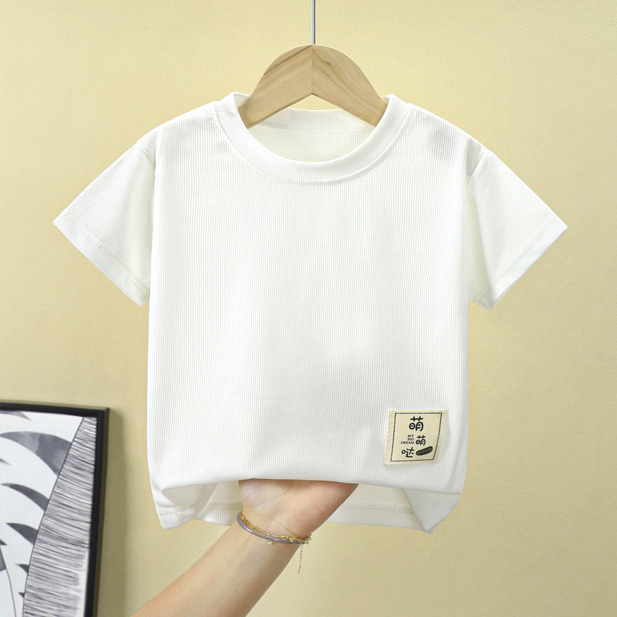 Children's Ice Silk Short Sleeve Baby Short Sleeve T-shirt Children's Ice Silk Top Children's Half Sleeve Boys and Girls Lightweight Bottoming Shirt