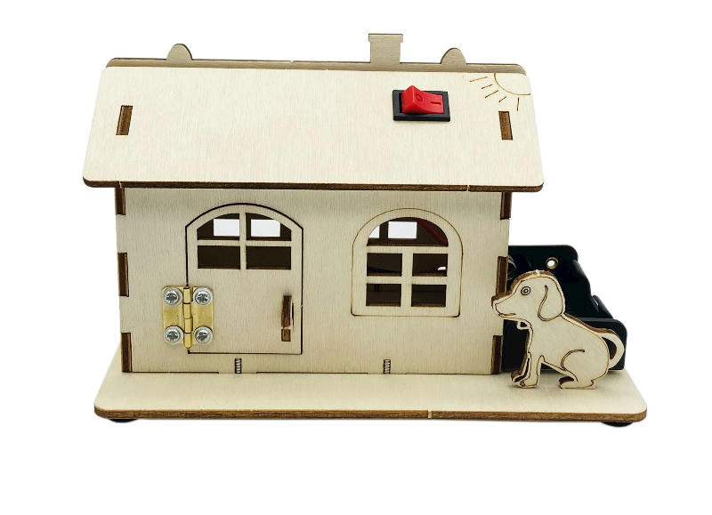 七彩灯光小屋手工科技小制作diy房子模型拼插小木屋电路实验教具