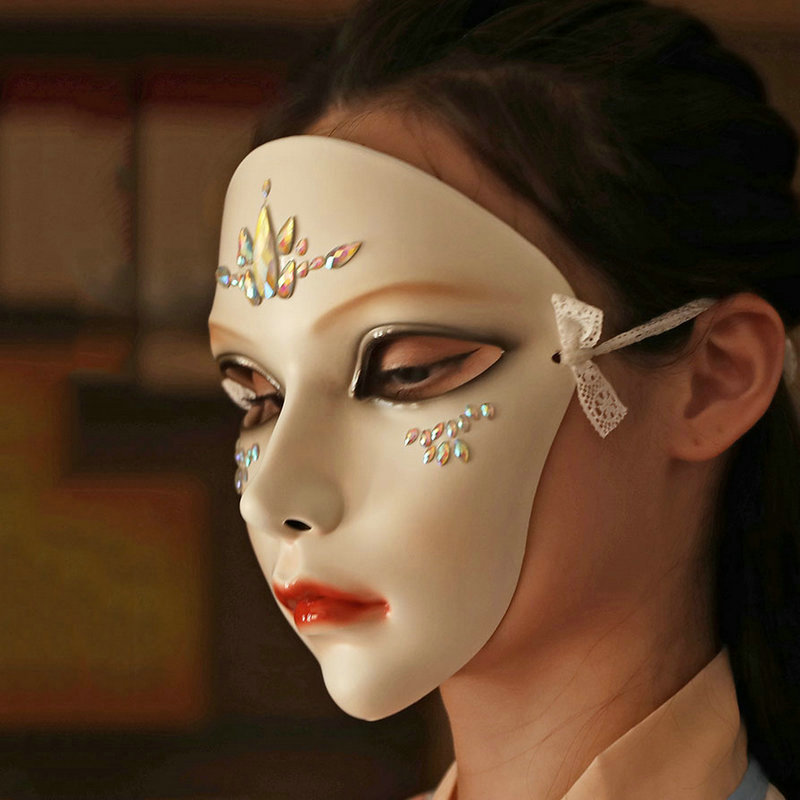 万物有灵面具网红成人派对全脸魂作物古风中国风手绘装饰汉服配饰