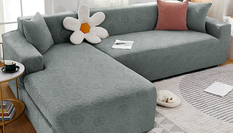 提花绒全包弹力沙发套新款纯色全盖防尘罩四季通用北l欧贵妃组合