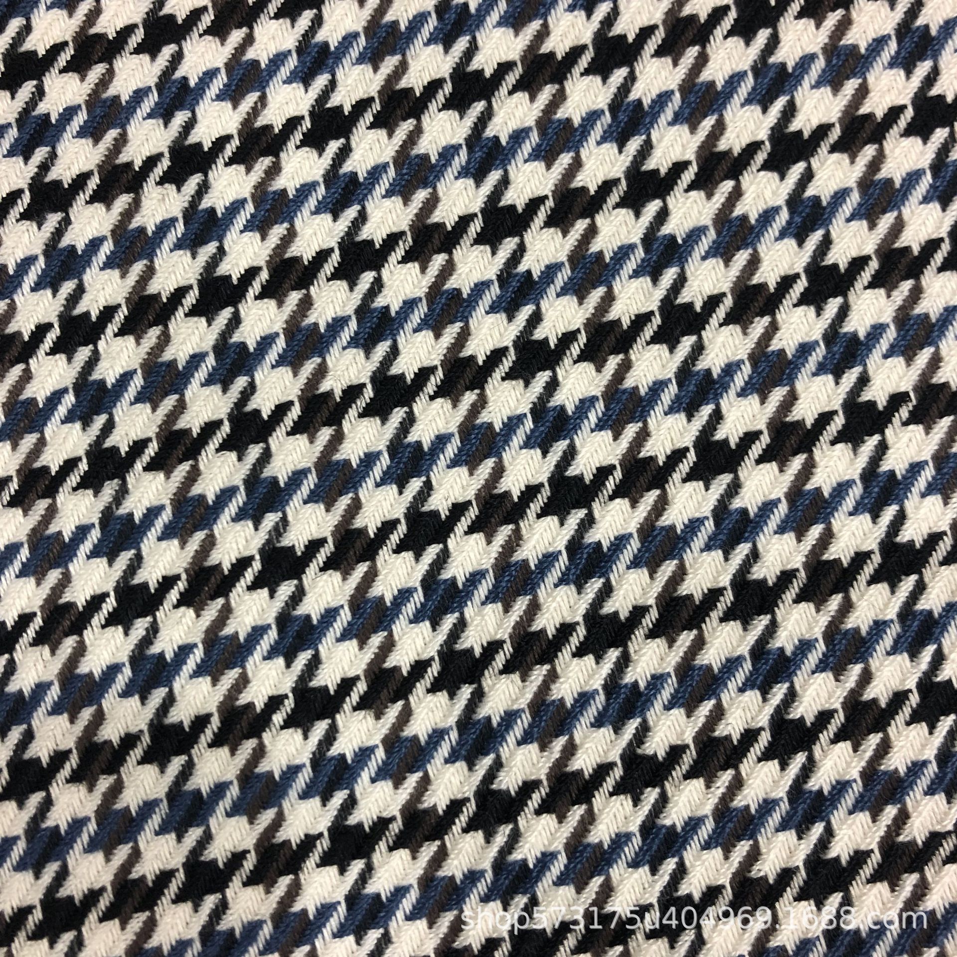 复古千鸟格西装 连衣裙 半身裙面料 涤纶弹力梭织色织格子布