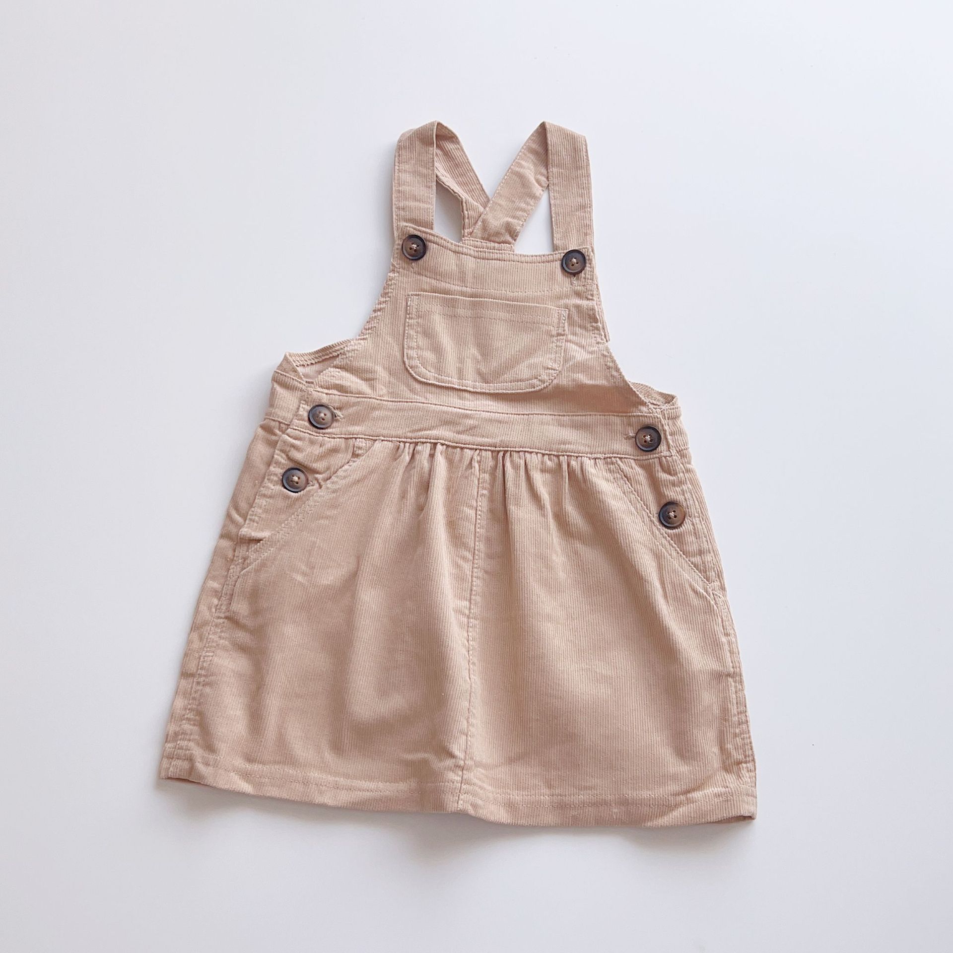 日单尾货童装90婴童1-2岁女宝宝春秋背带裙条绒灯芯绒纯棉裙子