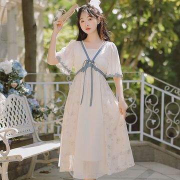 中国风汉元素连衣裙女夏季新款汉服改良森系超仙裙