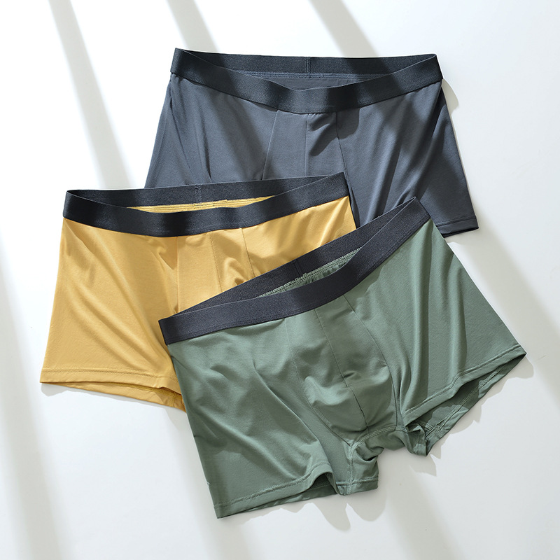 60s兰精 莫代尔男士内裤中腰夏季薄款透气舒适男生四角裤平角裤头