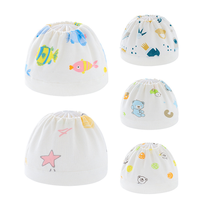 Foreign Trade Europe and America Newborn Fetal Cap Summer Babies‘ Topless Hat Knitted Cotton Baby Air-Conditioned Room Summer Hat 82109
