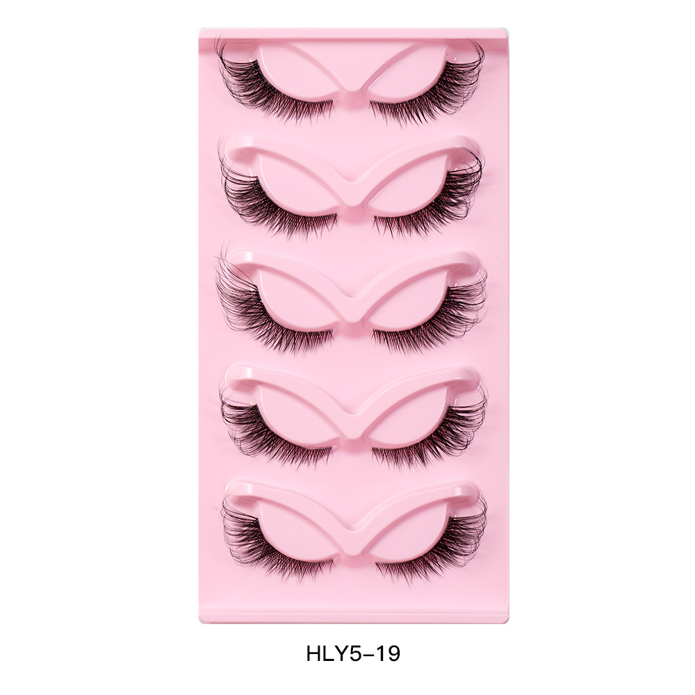 New 5 Pairs Fox Eye False Eyelashes Sheer Root Simulation Cat Eyelash Natural Thick Curling Eyelashes