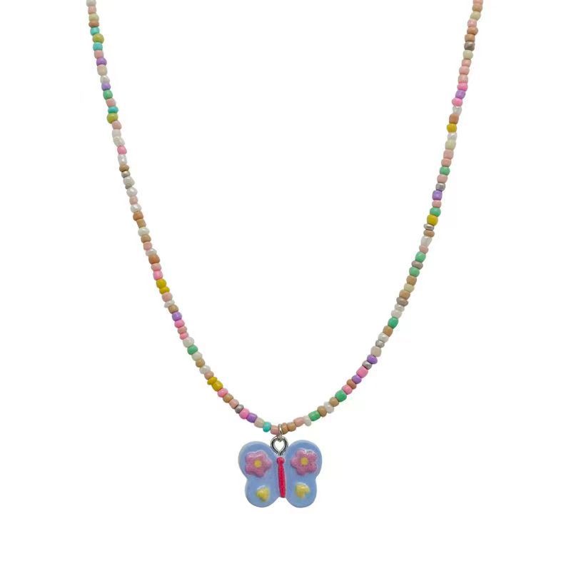 Chic Elegant ~ Colorful Beaded Butterfly Necklace Female Summer Sweet Elegant Accessories Clavicle Chain Tide