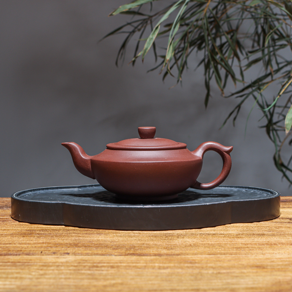 批发宜兴姜礼明紫砂壶黑泥扁龙瓢小茶壶家用手泡茶具礼品一件代发