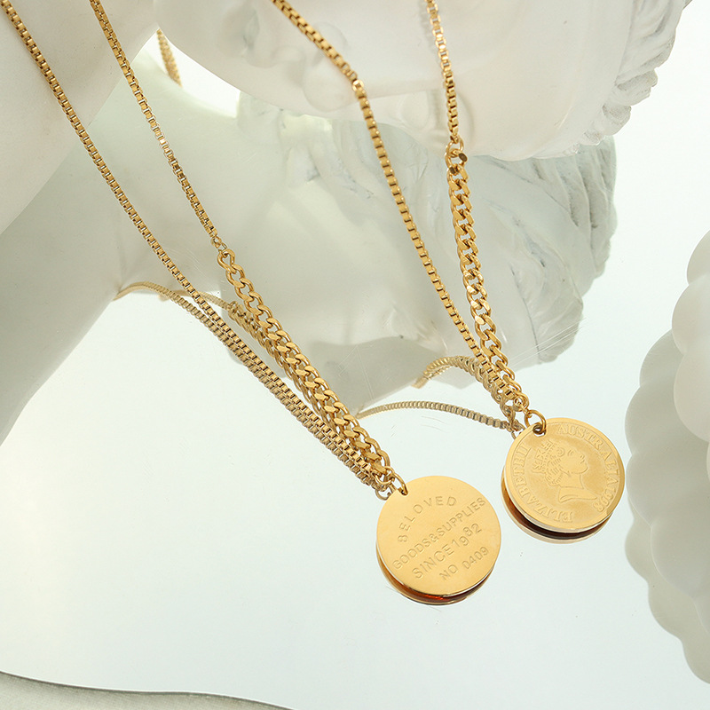 英文法式人像字母项链