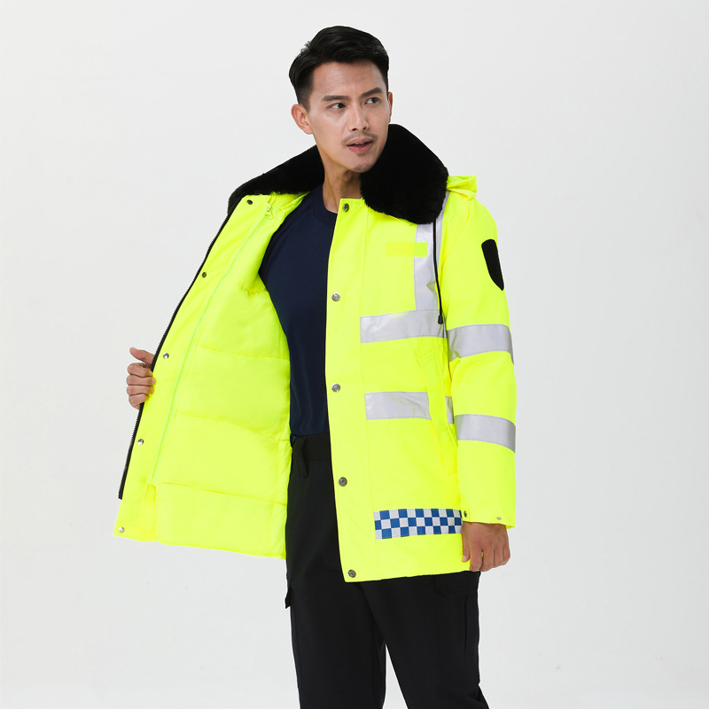 秋冬加厚反光棉衣交通路政施工执勤保暖棉服内胆可拆卸反光防护服