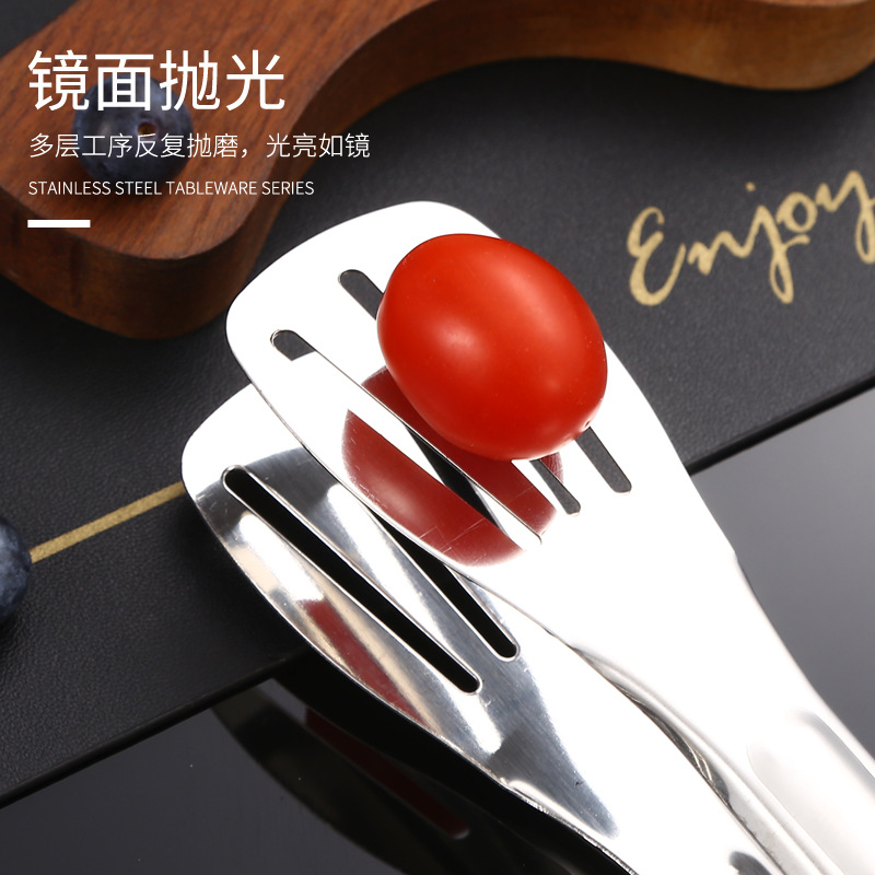 Stainless Steel Food Clamp Fried Steak Clip BBQ Clamp Baking Bread Clip Buffet Fast Food Kitchen Utensils Three-Wire Clip