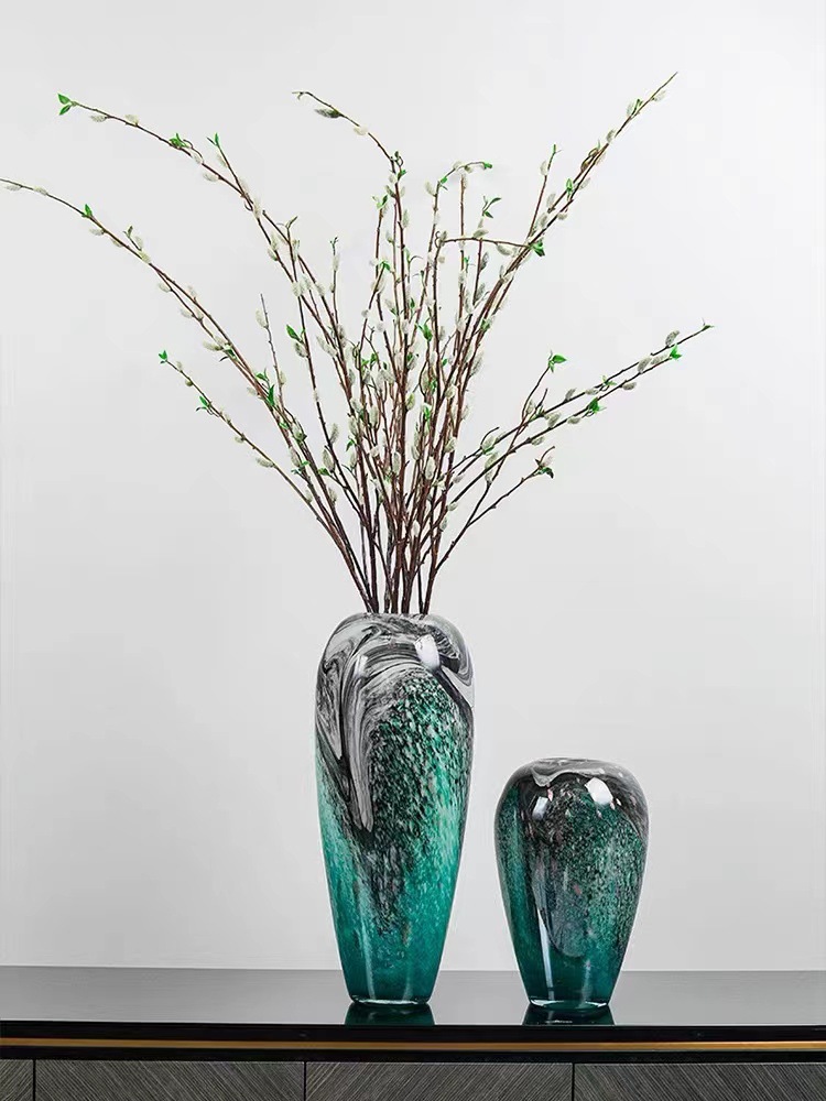 Light Luxury Colored Glaze Hydroponic Glass Vase American Model House Modern Creative Decorations Living Room Flower Arrangement Flower Decoration