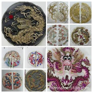 国潮民族风龙刺绣布贴大号衣服补丁贴时尚对开图案贴花手缝绣花贴