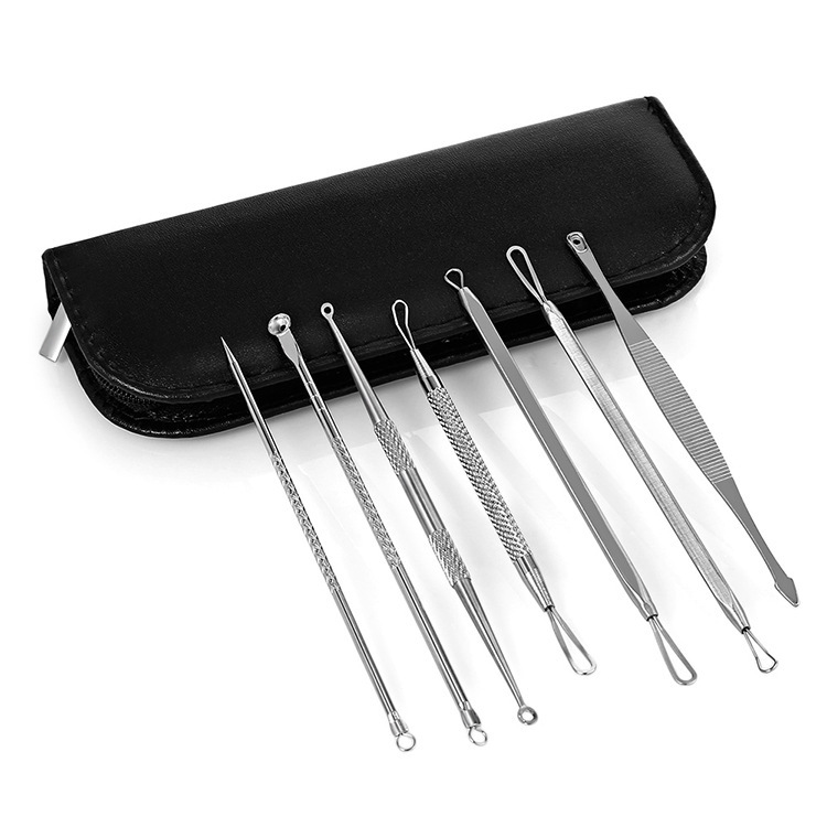 In Stock Wholesale Stainless Steel Acne Needle 7-Piece Set Blackhead Removal Pop Pimples Beauty Tools Acne Needle Set