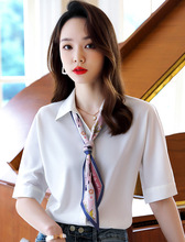 五分袖白色都市休闲衬衫女中袖百搭夏季2023新款职业韩版气质衬衣