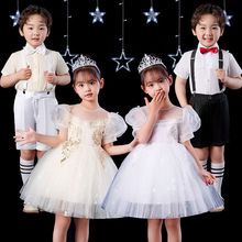 六一儿童演出服公主裙白色蓬蓬纱裙幼儿园舞蹈大合唱表演服男女童