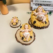 跨境马槽草床圣婴耶稣诞生圣诞节节庆装饰品树脂工艺品雕塑摆件