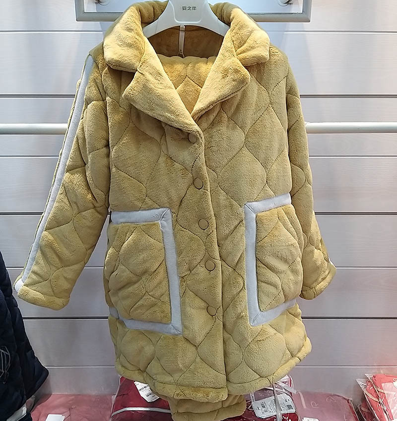 正品 秋冬高档情侣款三层加厚糯米绒夹棉家居服套装320828 310828