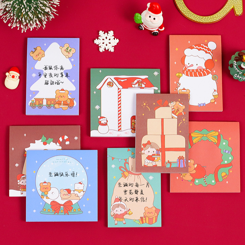 Cartoon Christmas Sticky Notes Cute Note Sticker Office Portable Hand Account Message Sticker Student Stationery Prizes Note Paper
