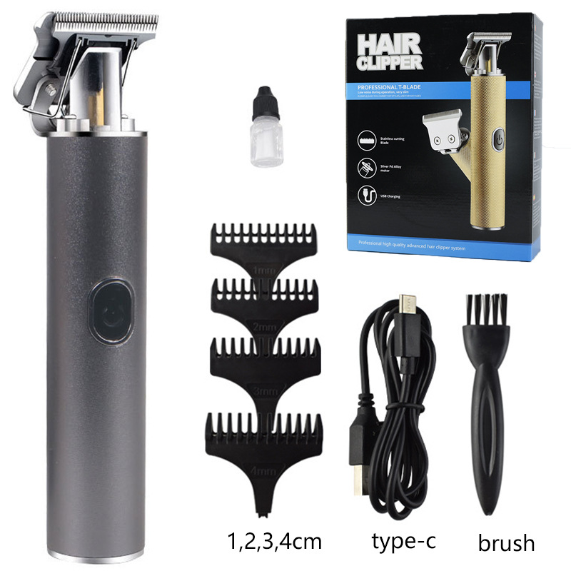 Cross-Border New Arrival Retro Oil Head Cut Anti-Stuck Hair Carving Shaving Head Electric Hair Cutter USB Charging Oil Head Electric Hair Clipper