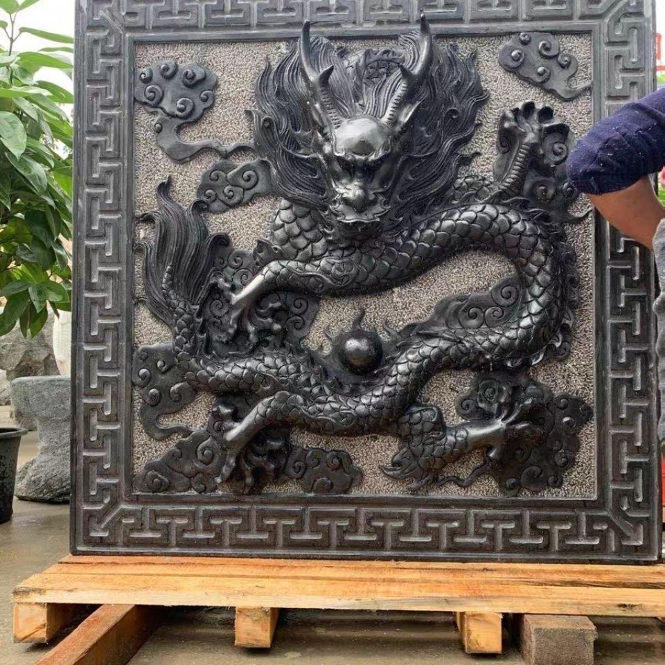 石雕喷水龙浮雕青石龙头鱼池出水口喷泉户外庭院壁挂流水园林装饰