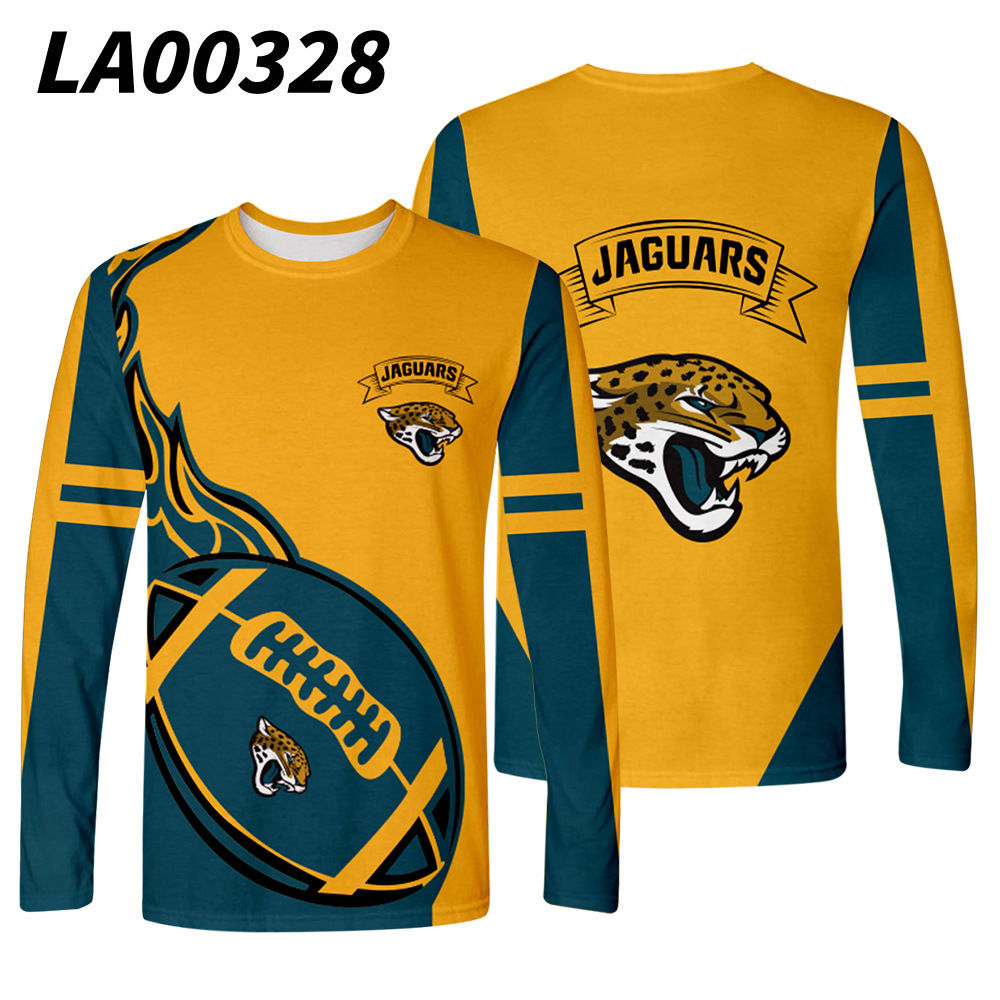 European and American Rugby Wear Spring and Autumn NFL Team Uniform 3D Digital Printed round Neck T-shirt Couple Casual Long-T-Shirt