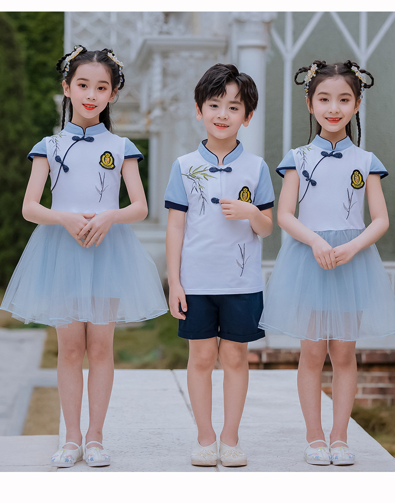 2021夏季新款短袖汉服表演服 国学民族风幼儿园园服毕业校服