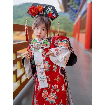 儿童格格清朝旗装清代格格服宫廷风女童公主美拉德走秀摄影演出服