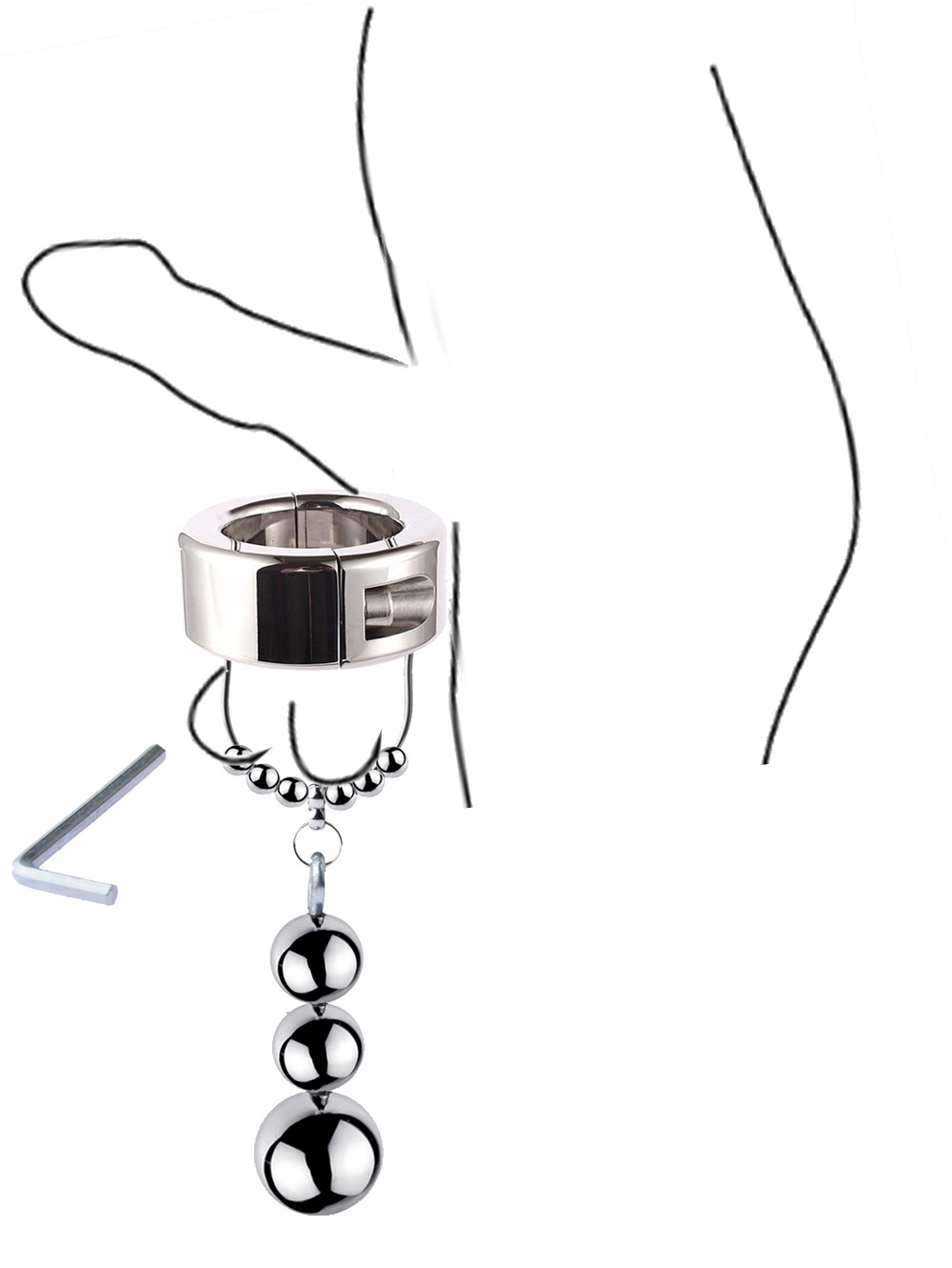 sm情趣用品男用不锈钢阴囊束缚器睾丸负重环阳具负重锻炼吊坠环