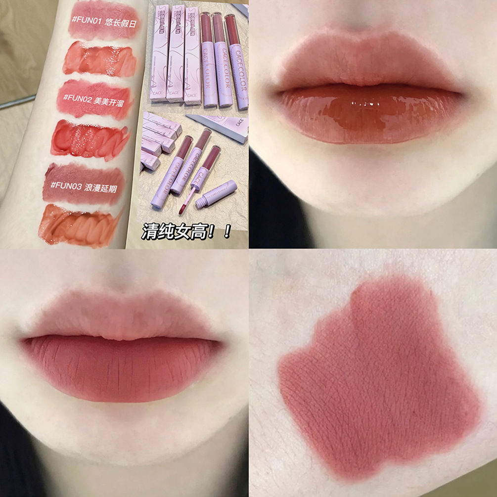 C49 Fun Double-Headed Lip Lacquer 6-Color Youth Series Student Autumn and Winter New Lipstick Lip Balm Beauty Wholesale