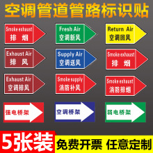 喷淋管道标识空调管路贴送风新风排风回风手动装置消防排烟补风管