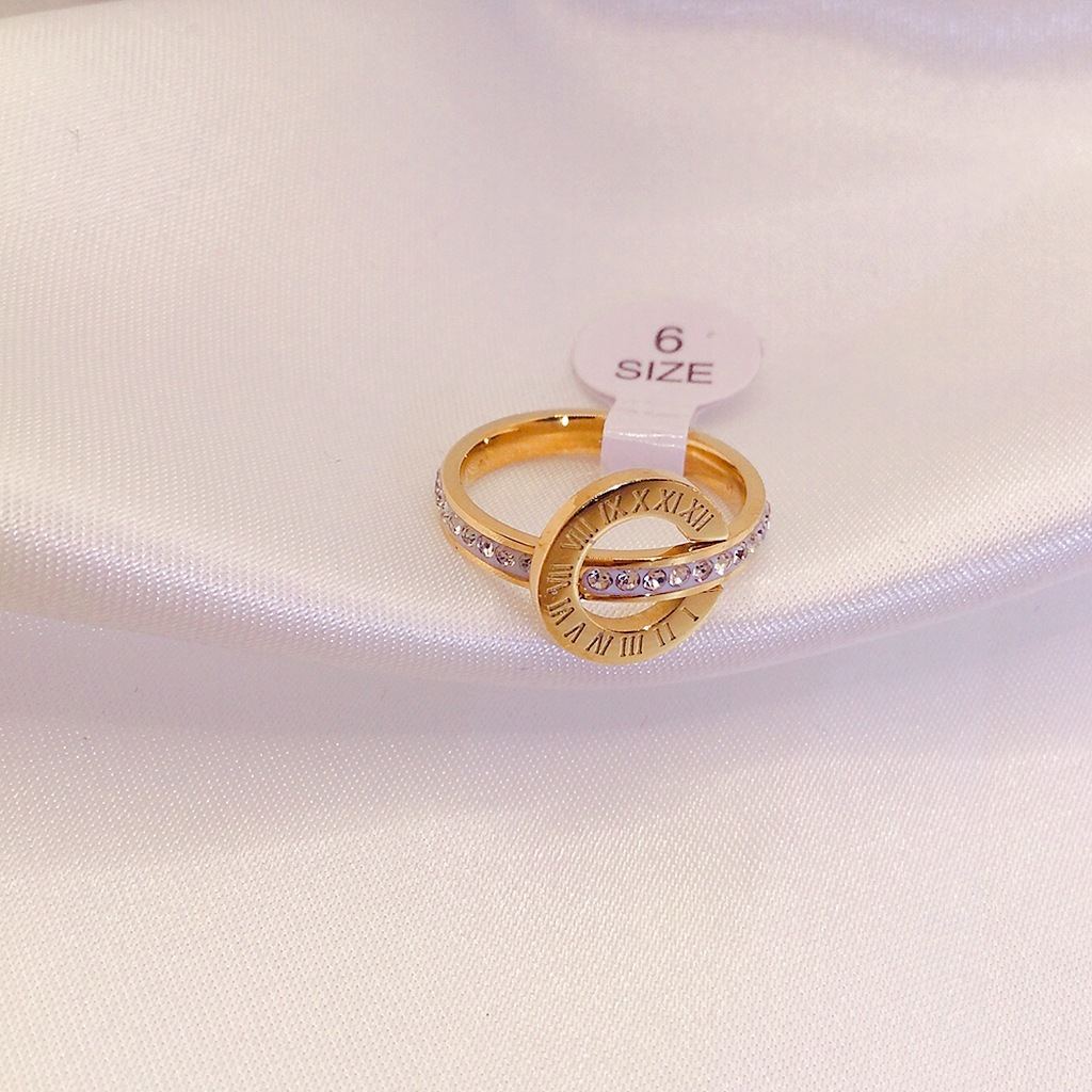 欧美罗马数字戒指女复古镶钻戒指女套装简约个性戒指不规则指环女