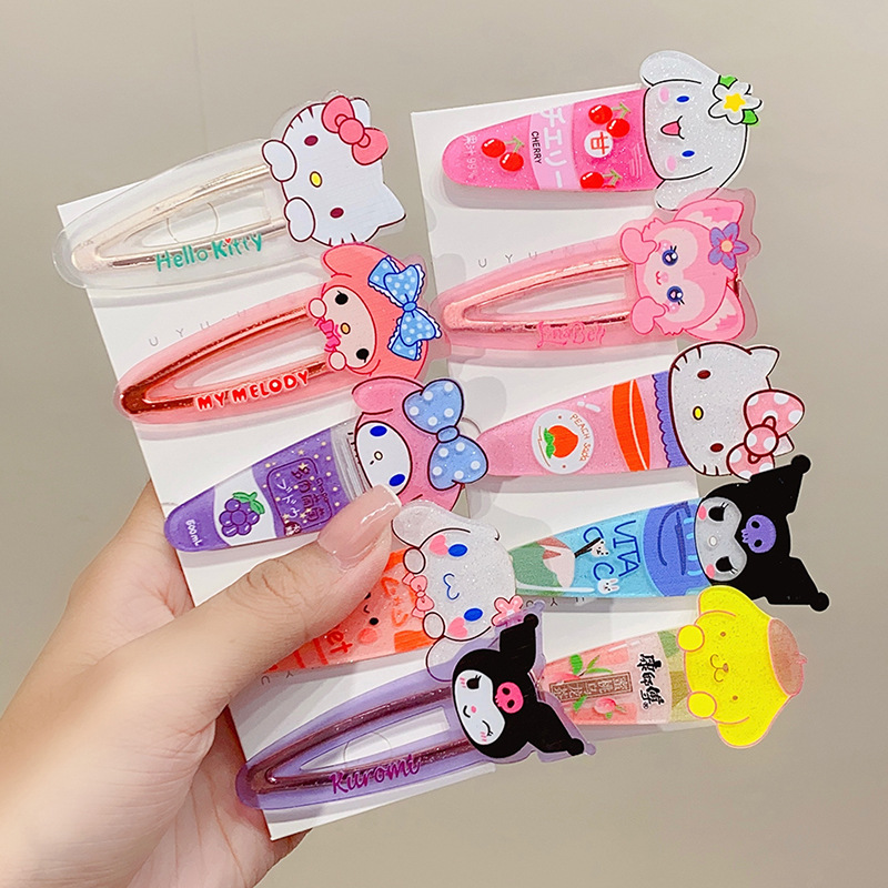 Sanrio Acrylic Barrettes Cute Cartoon Duckbill Clip Headdress Girl's Heart Hairpin Bangs Side Clip Hair Accessories