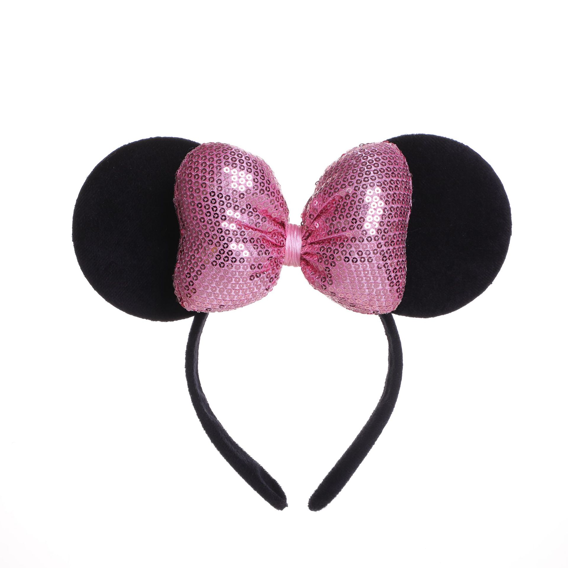 韩式简约仙女亮片蝴蝶结发箍儿童复古红色米老鼠发卡舞台表演发饰