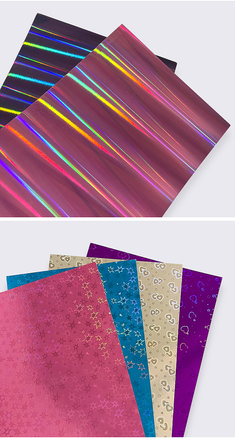 圣诞礼品亮膜包装纸镭射金银卡纸包装纸激光彩印素面银卡纸