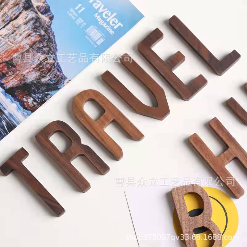 Nordic Style Black Walnut Letter Combination DIY Letter Home Decoration Wall Decoration Wooden Shooting Props