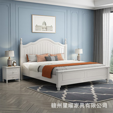 美式轻奢实木床现代简约1.8米双人床主卧1.5米公主床白色儿童床