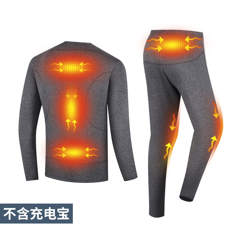 Electric Thermal Underwear Set Men's Usb Charging Heating Underwear Women's Winter Fleece Thermal Underwear Smart Heating Clothes